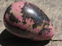 Polished Beautiful Pink & Black Rhodonite Heart & Egg  x 2 From Ambindavato, Madagascar - TopRock