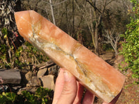 Polished Orange Twist Calcite Towers x 3 From Maevantanana, Madagascar