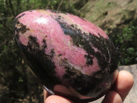 Polished Beautiful Pink & Black Rhodonite Heart & Egg  x 2 From Ambindavato, Madagascar - TopRock