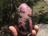 Polished Beautiful Pink & Black Rhodonite Heart & Egg  x 2 From Ambindavato, Madagascar - TopRock