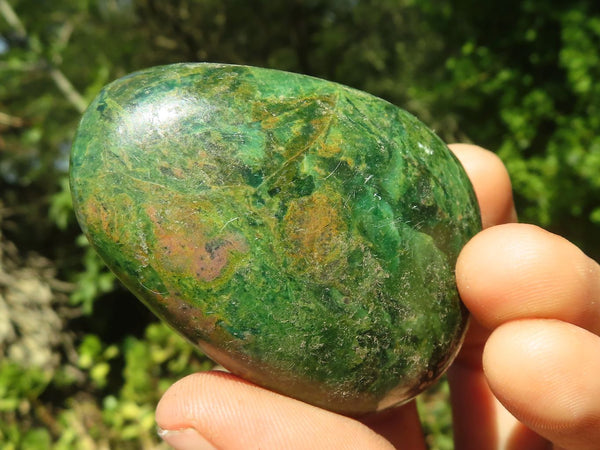 Polished Green Verdite Palm Stones  x 12 From Zimbabwe - TopRock