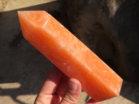 Polished Orange Twist Calcite Towers x 3 From Maevantanana, Madagascar