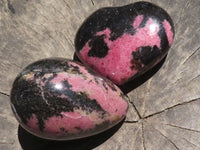 Polished Beautiful Pink & Black Rhodonite Heart & Egg  x 2 From Ambindavato, Madagascar - TopRock