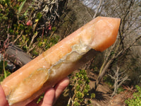 Polished Orange Twist Calcite Towers x 3 From Maevantanana, Madagascar