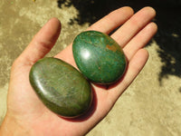 Polished Green Verdite Palm Stones  x 12 From Zimbabwe - TopRock