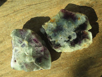 Polished  One Side Polished Watermelon Fluorite Pieces  x 12 From Uis, Namibia