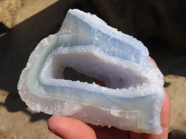 Natural Etched Blue Chalcedony Specimens  x 3 From Nsanje, Malawi