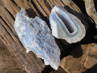 Natural Etched Blue Chalcedony Specimens  x 3 From Nsanje, Malawi