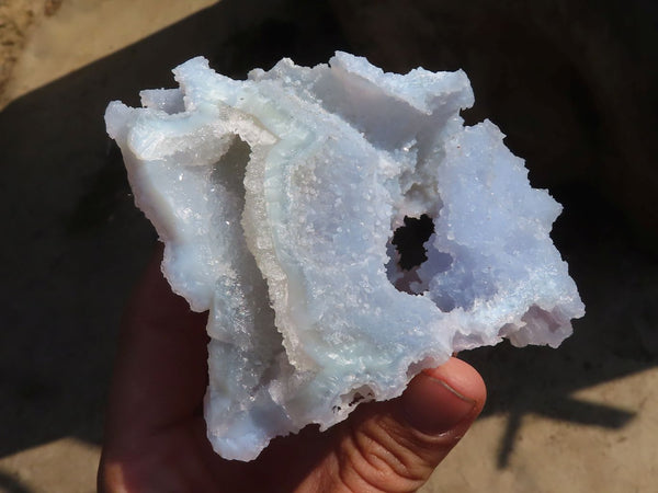 Natural Etched Blue Chalcedony Specimens  x 3 From Nsanje, Malawi