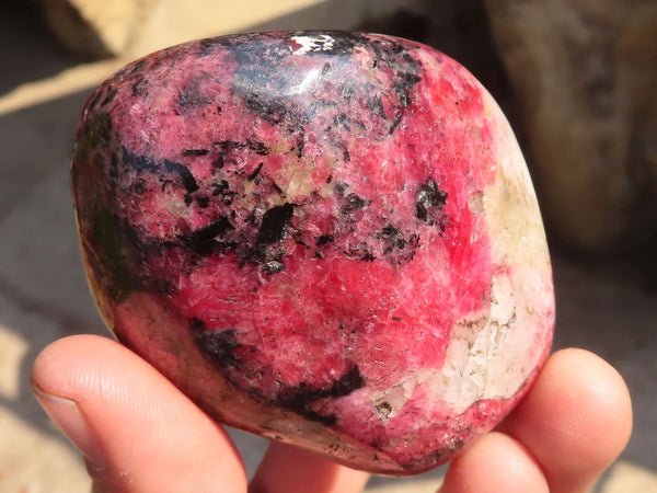 Polished Rare Rhodonite Free Forms x 4 From Zimbabwe