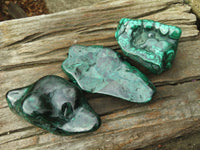 Polished Malachite Free Forms x 3 From Kolwezi, Congo