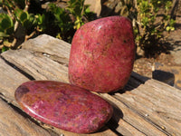 Polished Rare Rhodonite Free Forms x 4 From Zimbabwe