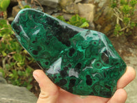 Polished Malachite Free Forms x 3 From Kolwezi, Congo