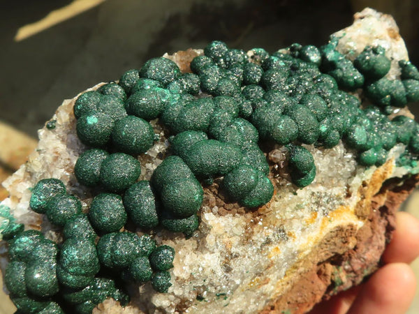 Natural Rare Ball Malachite On Drusy Quartz & Dolomite Specimen x 1 From Kambove, Congo