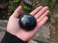 Polished Black Basalt Palm Stones x 6 From Madagascar