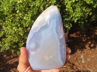 Polished Blue Lace Agate Standing Free Form x 1 From Nsanje, Malawi