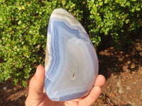 Polished Blue Lace Agate Standing Free Form x 1 From Nsanje, Malawi