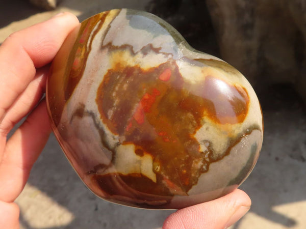 Polished Polychrome Jasper Hearts  x 6 From Madagascar