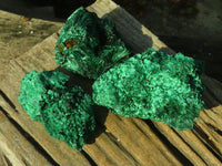 Natural Chatoyant Silky Malachite Specimens  x 3 From Kasompe, Congo