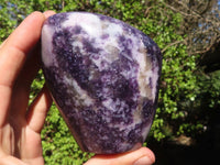 Polished Deep Purple Lepidolite Standing Free Forms  x 2 From Zimbabwe - Toprock Gemstones and Minerals 