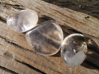 Polished Clear Quartz Galet / Palm Stones With Inclusions x 6 From Zimbabwe