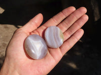 Polished Highly Selected Banded Agate Palm Stones  x 20 From Madagascar - Toprock Gemstones and Minerals 