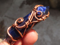 Polished Copper Wire Wrapped Sodalite Pendants x 6 From Namibia