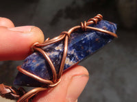 Polished Copper Wire Wrapped Sodalite Pendants x 6 From Namibia