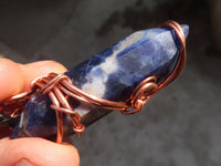 Polished Copper Wire Wrapped Sodalite Pendants x 6 From Namibia