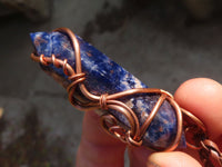 Polished Copper Wire Wrapped Sodalite Pendants x 6 From Namibia