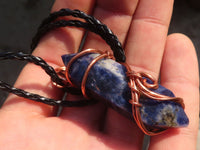 Polished Copper Wire Wrapped Sodalite Pendants x 6 From Namibia