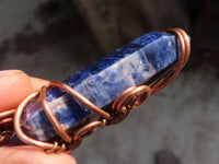 Polished Copper Wire Wrapped Sodalite Pendants x 6 From Namibia