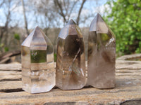 Polished Wispy Phantom Smokey Quartz Points x 20 From Madagascar