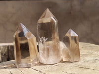 Polished Wispy Phantom Smokey Quartz Points x 20 From Madagascar