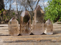 Polished Wispy Phantom Smokey Quartz Points x 20 From Madagascar