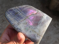 Polished Rare Purple Labradorite Standing Free Forms x 3 From Tulear, Madagascar