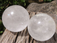 Polished Large Clear Quartz Crystal Balls  x 2 From Madagascar - TopRock