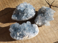 Natural Blue Celestite Crystal Specimens  x 3 From Sakoany, Madagascar - Toprock Gemstones and Minerals 