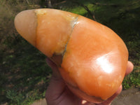 Polished Lovely Orange Twist Calcite Standing Free Form with Intrusive Exposures x 1 From Maevantanana, Madagascar - TopRock