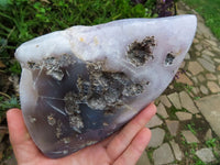 Polished Crystalline Agate Amethyst Geodes x 2 From Madagascar - TopRock