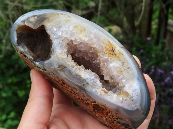 Polished Crystalline Agate Amethyst Geodes x 2 From Madagascar - TopRock