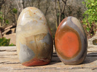 Polished Polychrome Jasper Standing Free Forms  x 3 From Madagascar