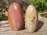 Polished Polychrome Jasper Standing Free Forms  x 3 From Madagascar