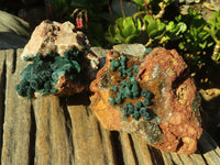 Natural Rare Ball Malachite On Drusy Quartz & Dolomite Specimens x 2 From Kambove, Congo