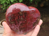 Polished Petrified Red Podocarpus Wood Hearts  x 2 From Madagascar - Toprock Gemstones and Minerals 