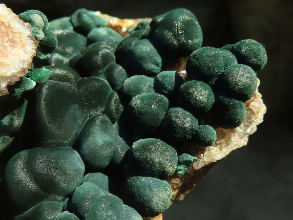 Natural Rare Ball Malachite On Drusy Quartz & Dolomite Specimens x 2 From Kambove, Congo