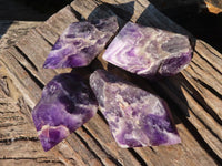 Polished "Witches Hat" Chevron Amethyst Crystals x 4 From Zambia