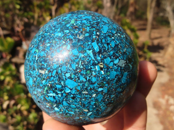 Polished Conglomerate Chrysocolla Spheres  x 2 From Congo