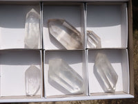 Polished Double Terminated Clear Quartz Crystals (One Smokey Phantom) x 6 From Madagascar - TopRock