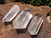 Polished Double Terminated Clear Quartz Crystals (One Smokey Phantom) x 6 From Madagascar - TopRock